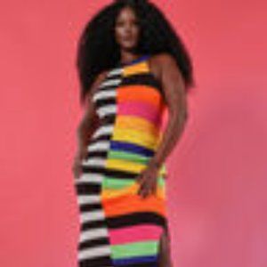 Mixed Stripe Ribbed Dress